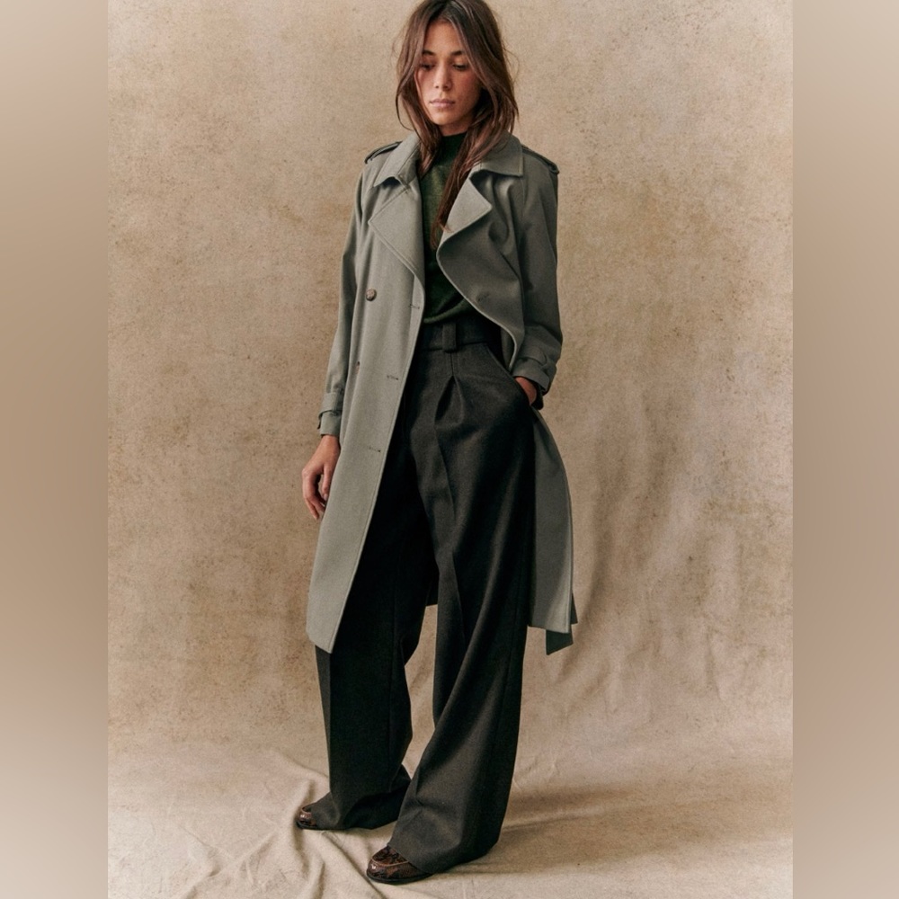 Sezane Scott Trench Coat Khaki EUC Size 38/6